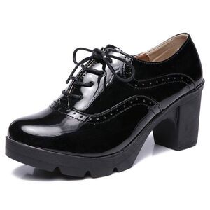 Dadawen Women's Classic T-Strap Platform Mid-Heel Square Toe Oxfords Dress Shoe